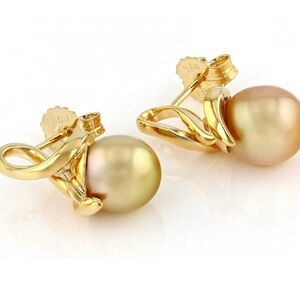 South Sea Pearl 18k Yellow Gold Over Sterling Silver Drop Earrings